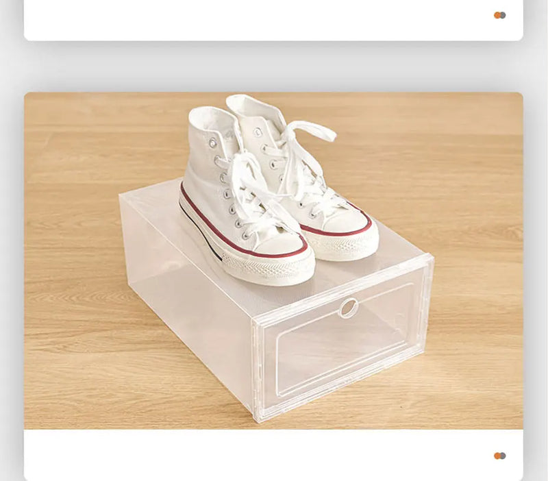 6pçs/ Gavetas empilháveis organizadoras transparente de plástico sapato Shoebox! Uma ótima maneira de organizar seus sapatos de maneira eficiente.